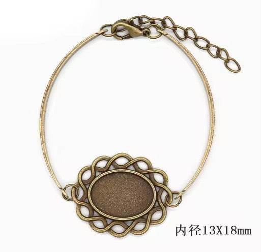 BBB 422 (h) Bracelet Bronze cabochon ( 1 pc ) tarnish resistant