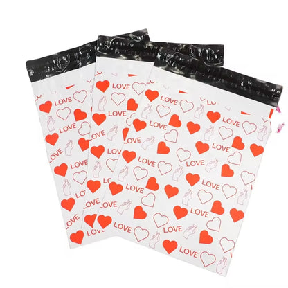 Love Heart Poly Mailer Bag -  Waterproof & Double Sided - Designer Premium Packaging ( 10:13 inch )