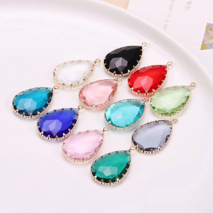 BBB 377 (c) Light Pink Teardrop Charm 14k gold plated Zircon crystal  ( 1 pc ) Anti tarnish ( 20*30 mm )