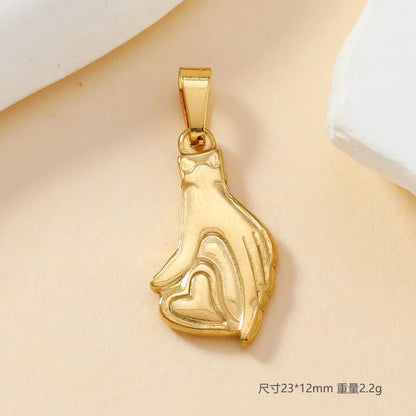 SC02K Hand holding heart  316 Stainless steel charm with pendant bail ( 1 pc ) Anti tarnish