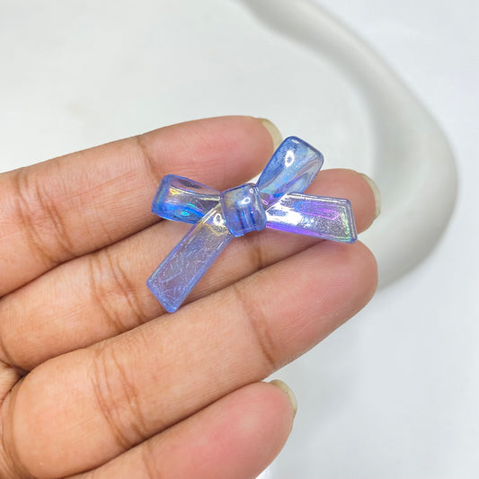 BBB 137 (J) blue Thin strip bow Luminous shiny Acrylic bead ( 1 pc )