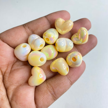 AB82 Heart dual Tone Luminous Shiny  Bead ( 1 pc ) UV Plated Acrylic ( 12 mm )