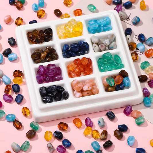 AB07 Marble Pebble Crystal Chip Shiny  Bead ( 1 pc ) UV Plated Acrylic