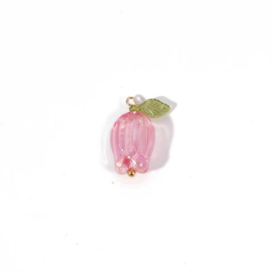 BBB 362 (b) Bright Pink Tulip Flower Bead Set ( 1 pc ) UV Plated Acrylic ( 12:22 mm )