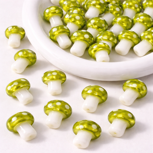 BBB 324 (c) Green Mushroom glass Bead ( 1 pc ) lampwork glass  ( 10:20 mm )