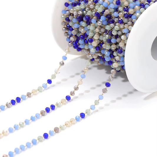 CN 364 Dark Blues dual toned crystal 18k gold PVD plated 316 Stainless steel chain ( 1 feet ) Anti tarnish