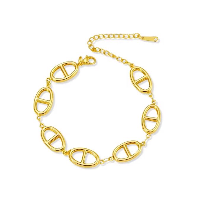 BSJ10A Chunky Charm Bracelet -  18k Gold PVD plated 316 stainless steel - Anti tarnish