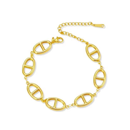 BSJ10A Chunky Charm Bracelet -  18k Gold PVD plated 316 stainless steel - Anti tarnish