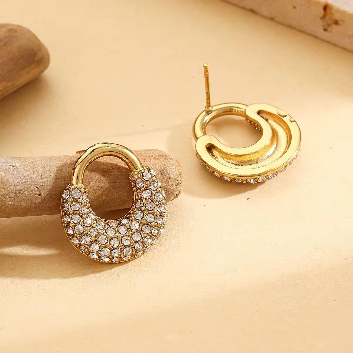 ESJ27C Lock Zircon Earrings - 18K GOLD PVD plated