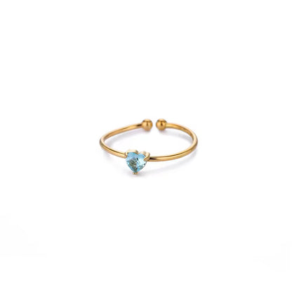 RSJ05B Zircon heart ring adjustable - 18k Gold PVD plated 316 stainless steel - Anti tarnish