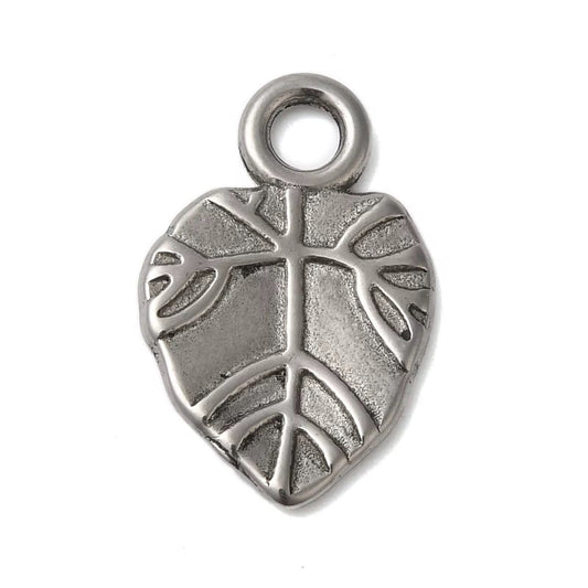 SS 3025 Leaf Charm Platinum PVD plated stainless steel ( 1 piece ) Anti tarnish ( 8:13 mm )