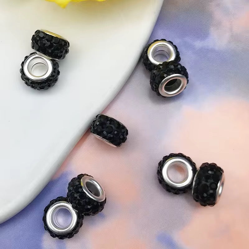 BBB 250 (a) Black Rhinestone Crystal Bead ( 1 pc ) Multi Crystal Epoxy ball ( 12 mm )