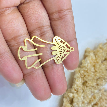 BC02W  Halloween mushroom charm (1 pc) raw brass