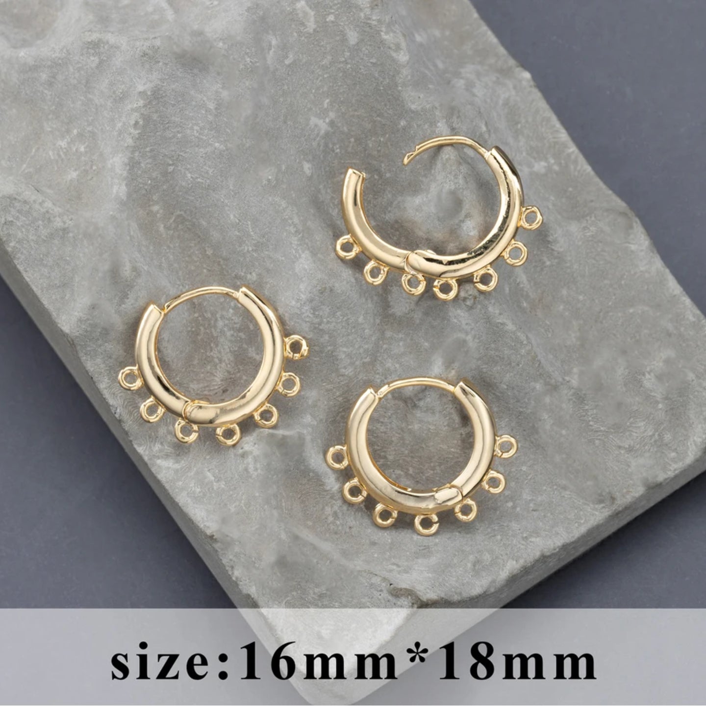 SS 711 Multi connector gold plated hoop ( 2 pc ) anti tarnish