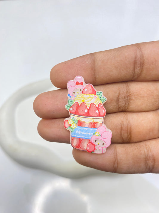 BBB 087 (j) Kawaii Ice Cream shake Bumblebee flat acrylic charm ( 1 pc )