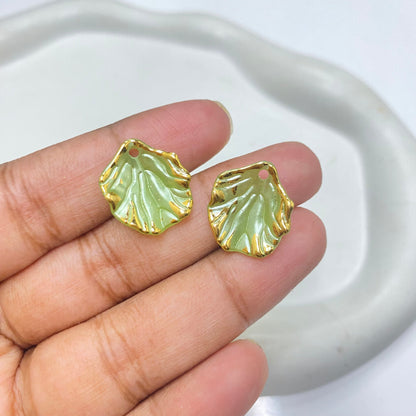 AB49 pearl with gold liner shiny luminous Acrylic bead ( 1 pc )