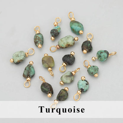 BBB 355 (b) Turquoise Gemstone 18k gold plated charm ( 1 pc ) Anti tarnish