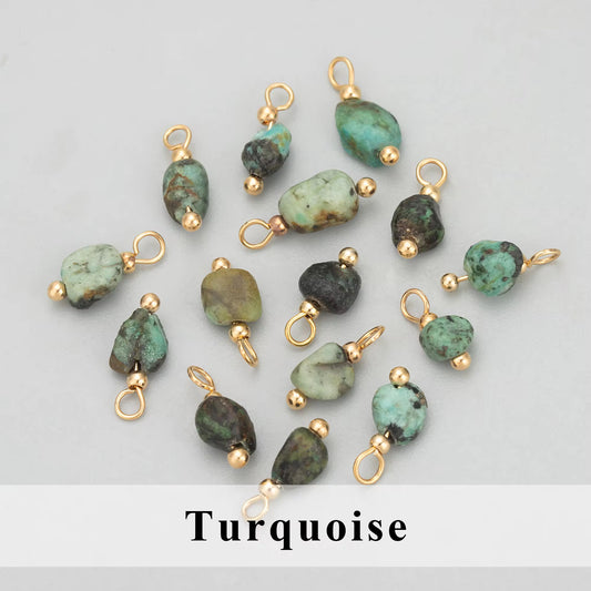 BBB 355 (b) Turquoise Gemstone 18k gold plated charm ( 1 pc ) Anti tarnish