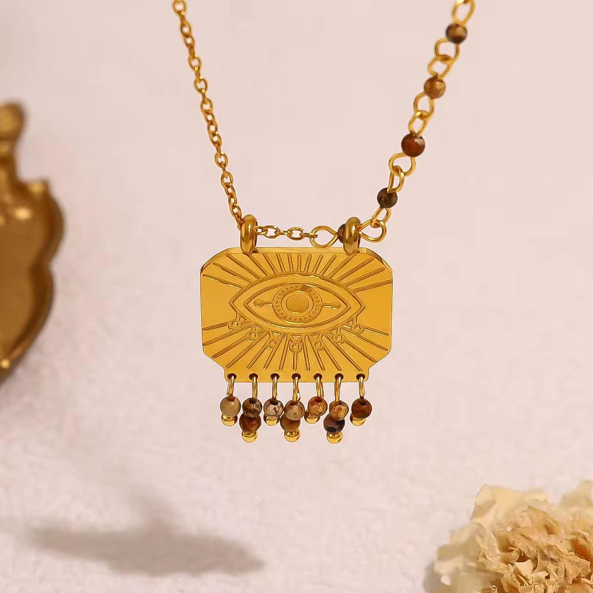 NSJ34C Evil eye necklace - 18K Gold PVD plated