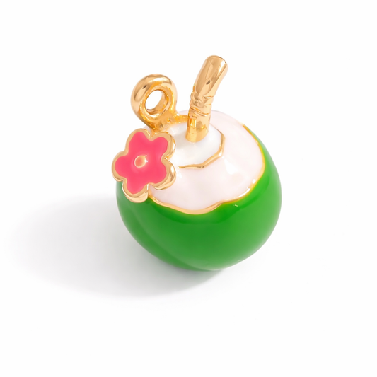 SS 3060 Tender Coconut Drink 3D Enamel Charm - 316 SS PVD ( 1 pc ) Premium Collectible | Anti tarnish