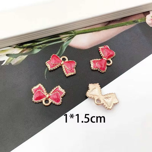BBB 148 (d) Bright pink Bow Enamel Charm ( 1 pc )