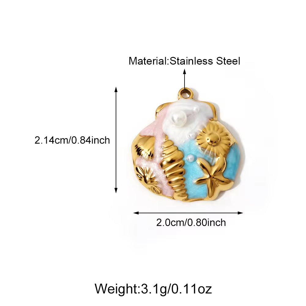 SS 1142 Multi charm Shell Charm 18K Gold PVD plated stainless steel ( 1 piece ) Anti tarnish ( 22:20 mm )