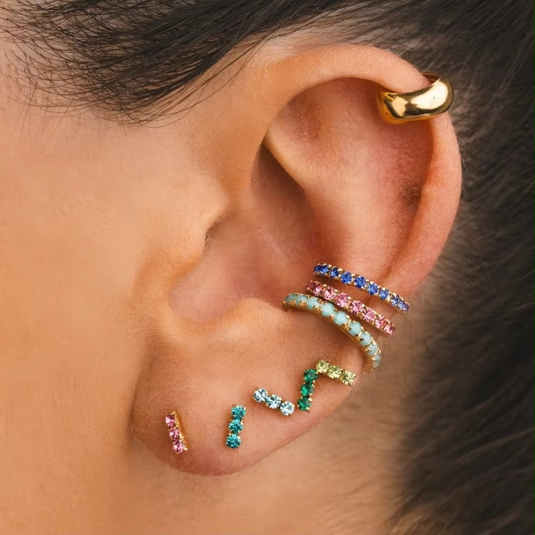 STJ03E Prism Pop Gold Ear Stack 9 piece Set 18k gold copper plated
