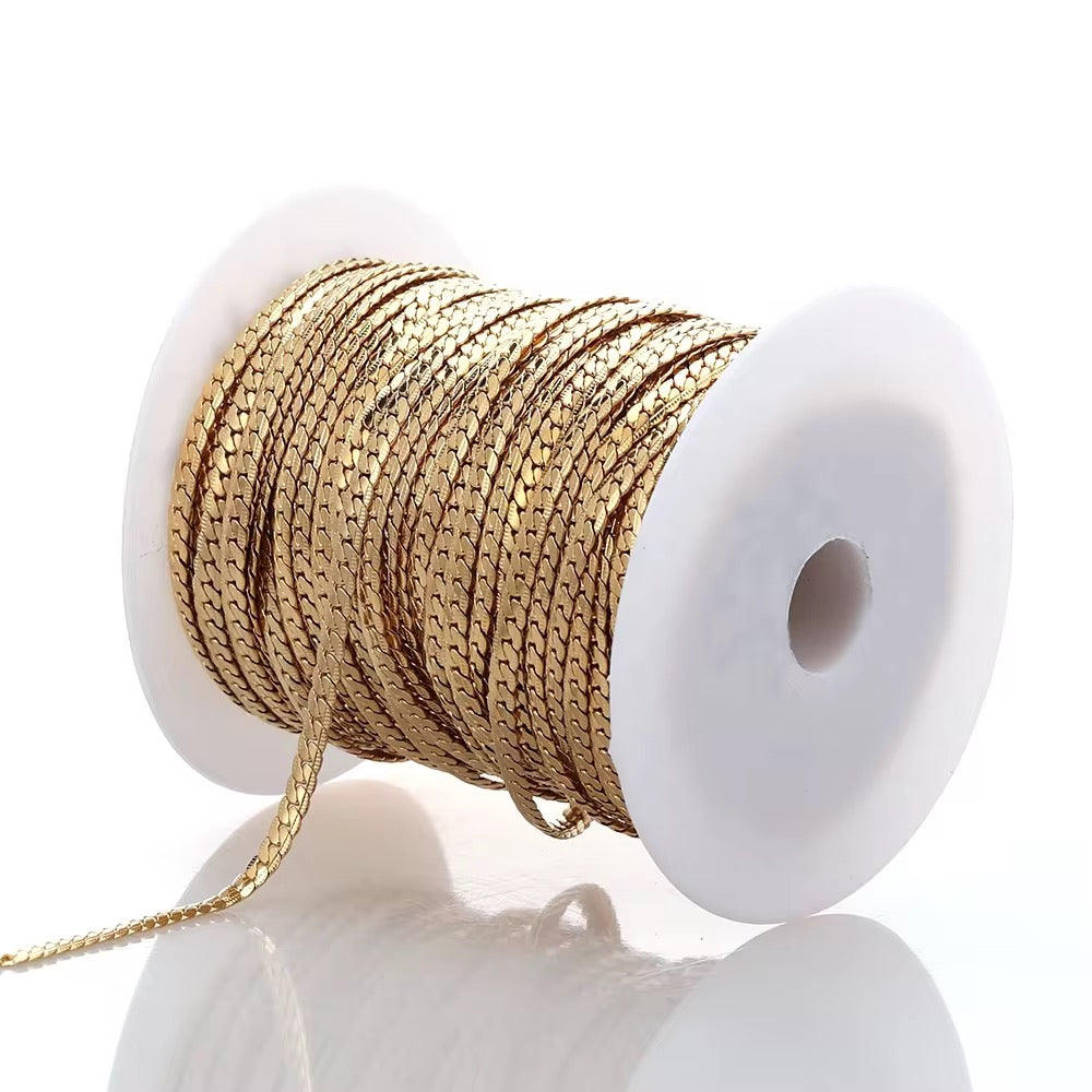 DIYS291 Wide Crypto chain Gold ( 1 feet ) 18k Gold PVD