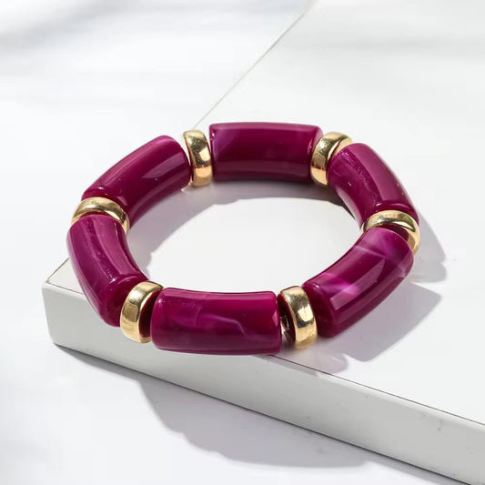 SJ 617 Purple Bohemian Bamboo Bead Bracelet - Anti tarnish
