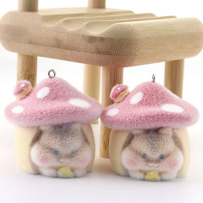 BBB 267 (u) Big Mushroom Squirrel Cute Fur 3D Flocking Resin charm ( 1 pc ) ( 45mm )