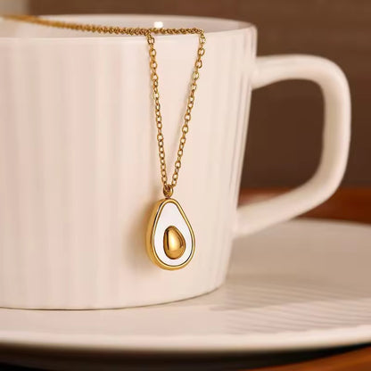 NSJ36A Avocado necklace 
-18k gold PVD plated