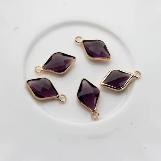 BBB 142 (f) Deep Purple Diamond zircon charm ( 1 pc ) Anti tarnish ( 17:9 mm )