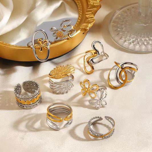 RSJ38C Celestial Spiral Ring 18k Gold PVD plated