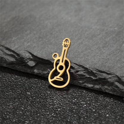 SC13N Guitar Dainty Charm 18k gold PVD 316 Stainless steel ( 1 pc ) Anti tarnish ( 17*8mm )