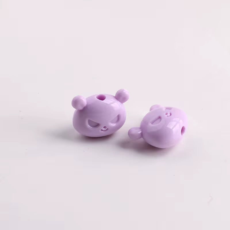 BBB 263 (g) Purple Cartoon Bear Head Bead ( 1 pc ) Solid Acrylic ( 18 mm )