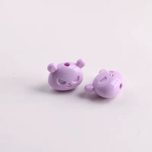 BBB 263 (g) Purple Cartoon Bear Head Bead ( 1 pc ) Solid Acrylic ( 18 mm )