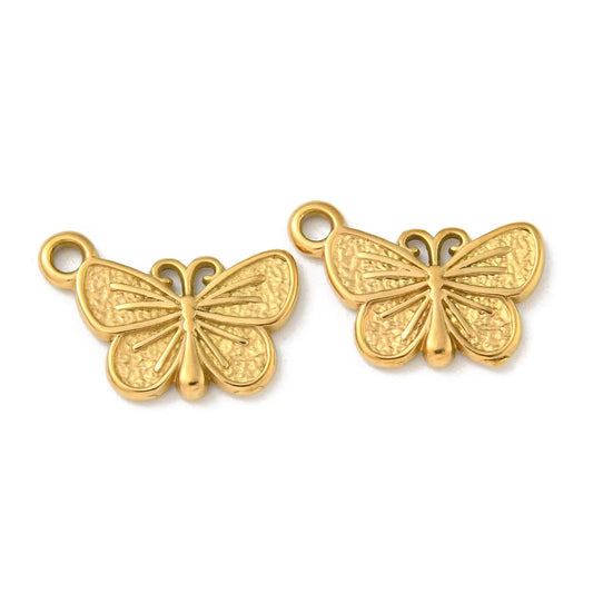 SS 3032 Butterfly Charm 18K Gold PVD plated stainless steel ( 1 piece ) Anti tarnish ( 6:10 mm )