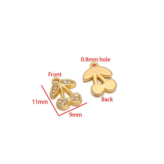 SC15O Cherry Zircon charm 18k Gold PVD plated 316 stainless steel ( 1 pc ) Anti tarnish