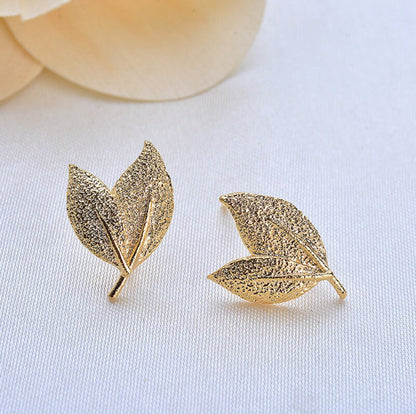 SS 887 leaf Gold plated stud ( 2 pc ) Anti tarnish