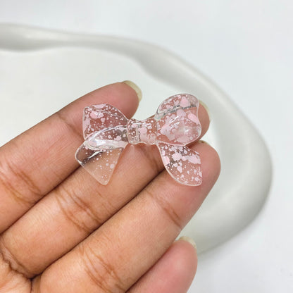 AB37 Bow colour splashed uv plated Acrylic bead ( 1 pc )