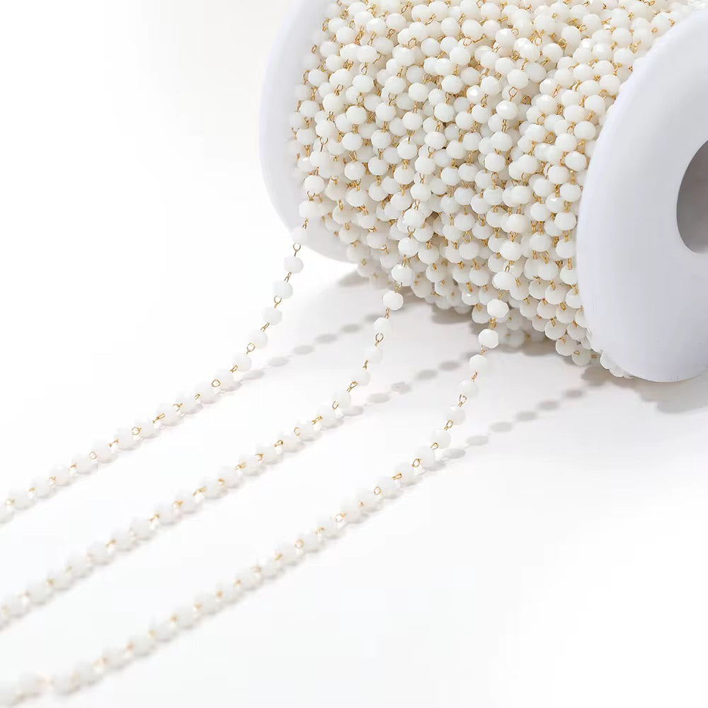 CN 365 White Stone crystal 18k gold PVD plated 316 Stainless steel chain ( 1 feet ) Anti tarnish