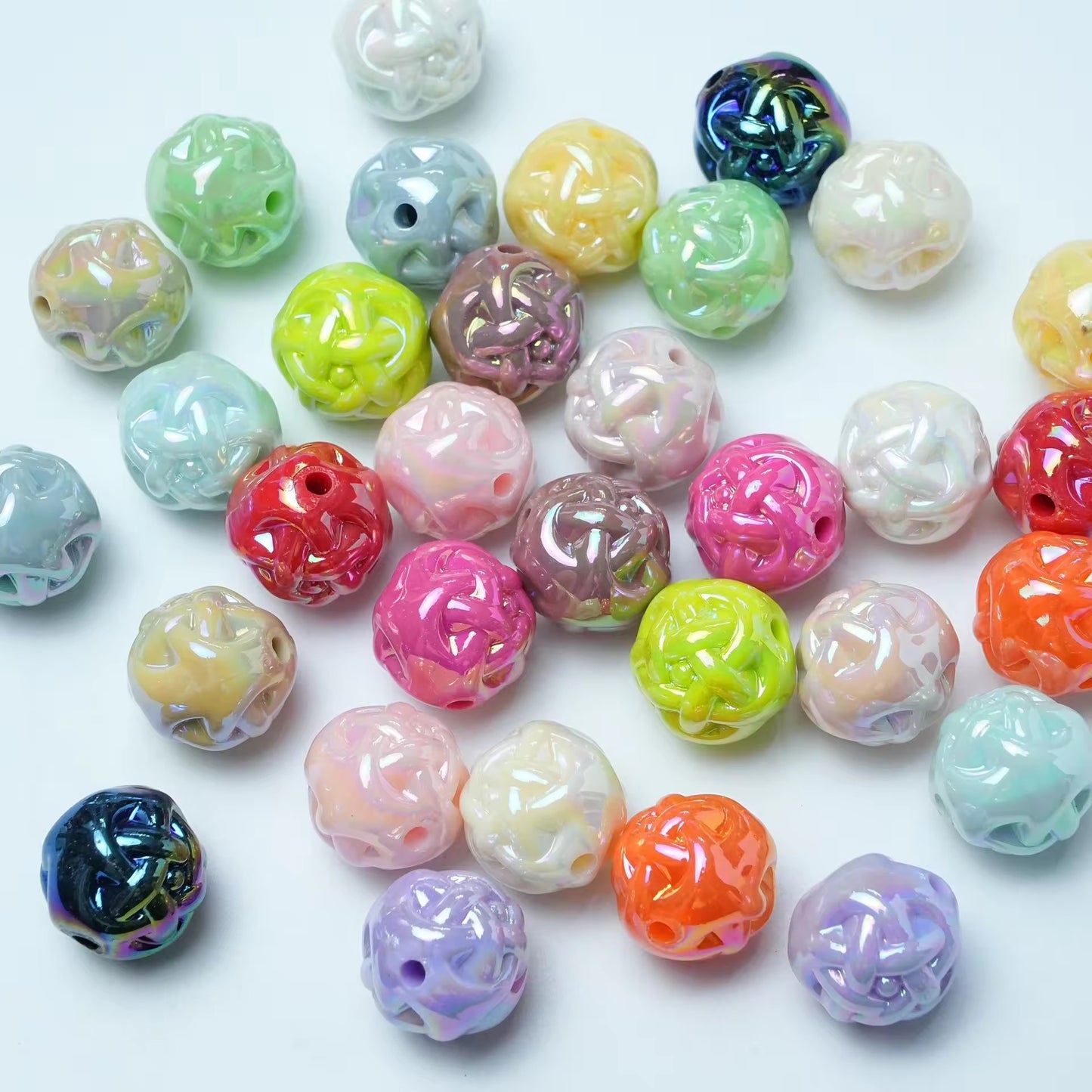 BBB 382 Yarn Ball Round Bead ( 1 pc ) UV plated Acrylic ( 16mm )