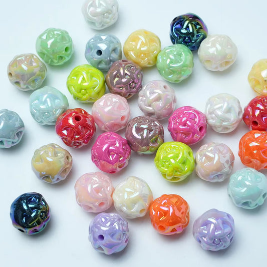 BBB 382 Yarn Ball Round Bead ( 1 pc ) UV plated Acrylic ( 16mm )