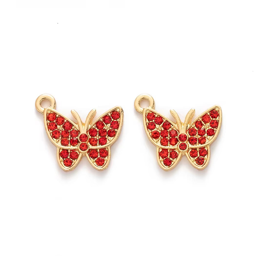 BBB 228 Zircon Butterfly Gold Alloy Premium charm ( 1 pc ) Tarnish Resistant ( 12:14 mm )