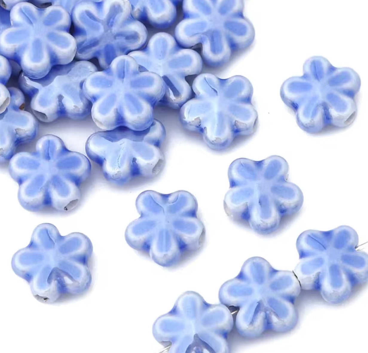 BBB 374 Floral Ceramic Bead ( 1 pc ) Porcelain Ceramic ( 12 mm )
