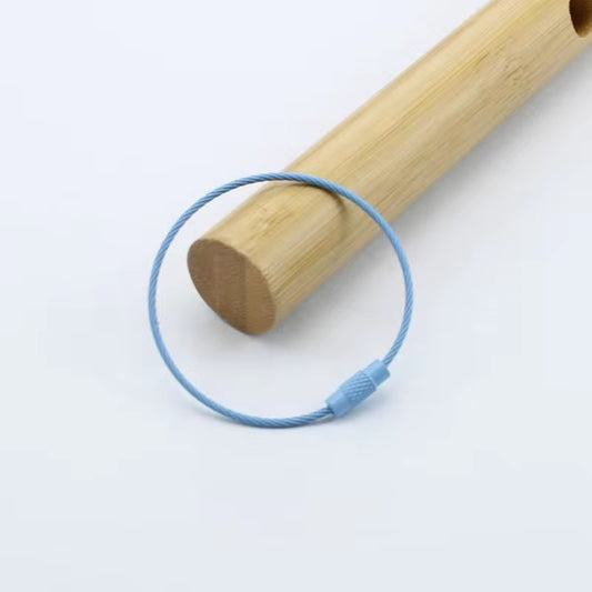 BBB 185 (m) Light Blue Loop Cable Key Ring Wire Keychain ( 1 pc ) Screw lock Key Ring ( 1.5 * 150 mm ) Stainless steel