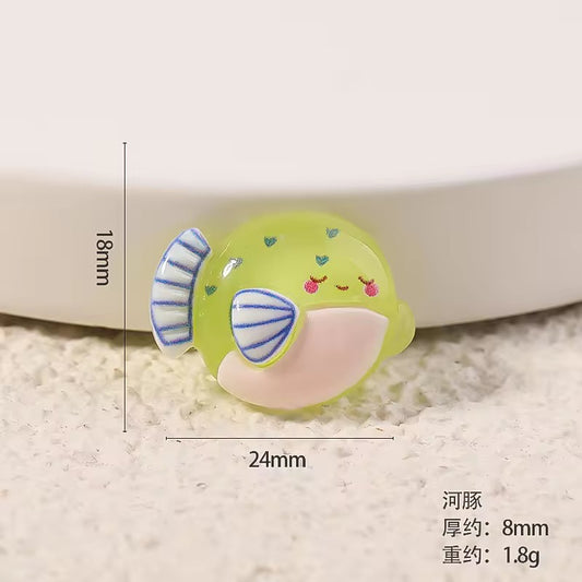 BBB 315 (c) Puffer Fish Ocean Resin charm ( 1 pc ) with Hook