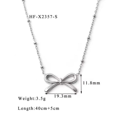 NSJ14E Modern Bow Jewelry Set - steel PVD plated 316 stainless steel - Anti tarnish