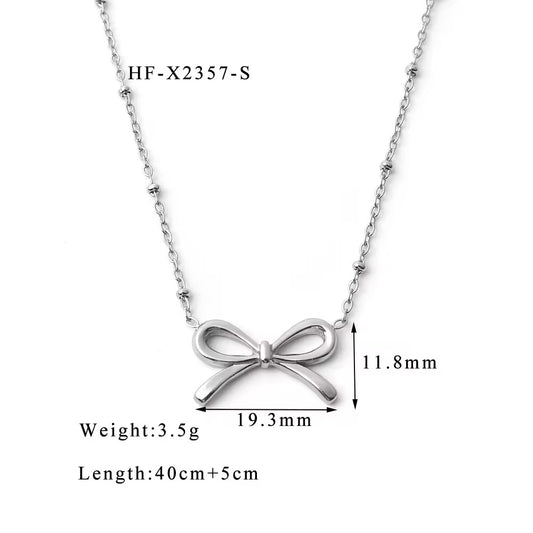 NSJ14E Modern Bow Jewelry Set - steel PVD plated 316 stainless steel - Anti tarnish