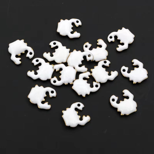 BBB 243 (c) White Crab Enamel Tiny Charm 18K Gold PVD plated stainless steel ( 1 piece ) Anti tarnish ( 10:10 mm )